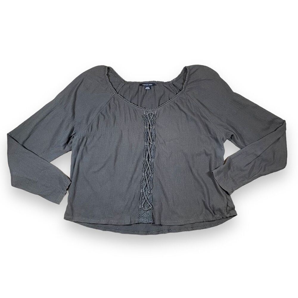 American Eagle Brown Peasant Top Sz L